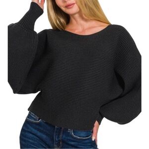 Zenana ribbed dolman sweater. S